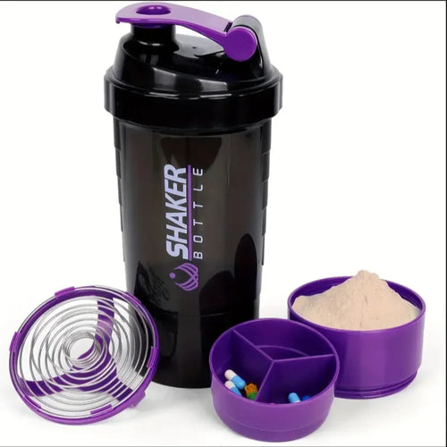 Shaker Bottle With Power Container 2 Tiers Protein Shakes Powder