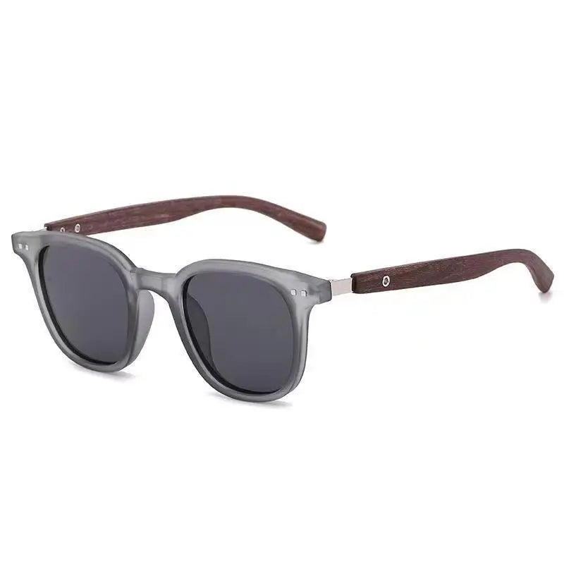 Trendy Retro Wood Grain Sunglasses for Women and Men New Square Frame