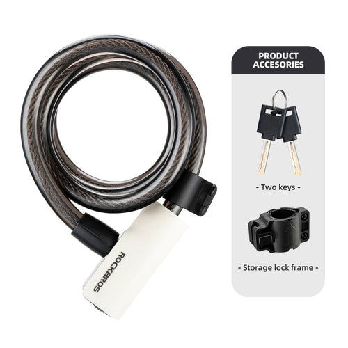 ROCKBROS Bicycle Lock Portable Anti-theft Bike Cable Lock with Keys