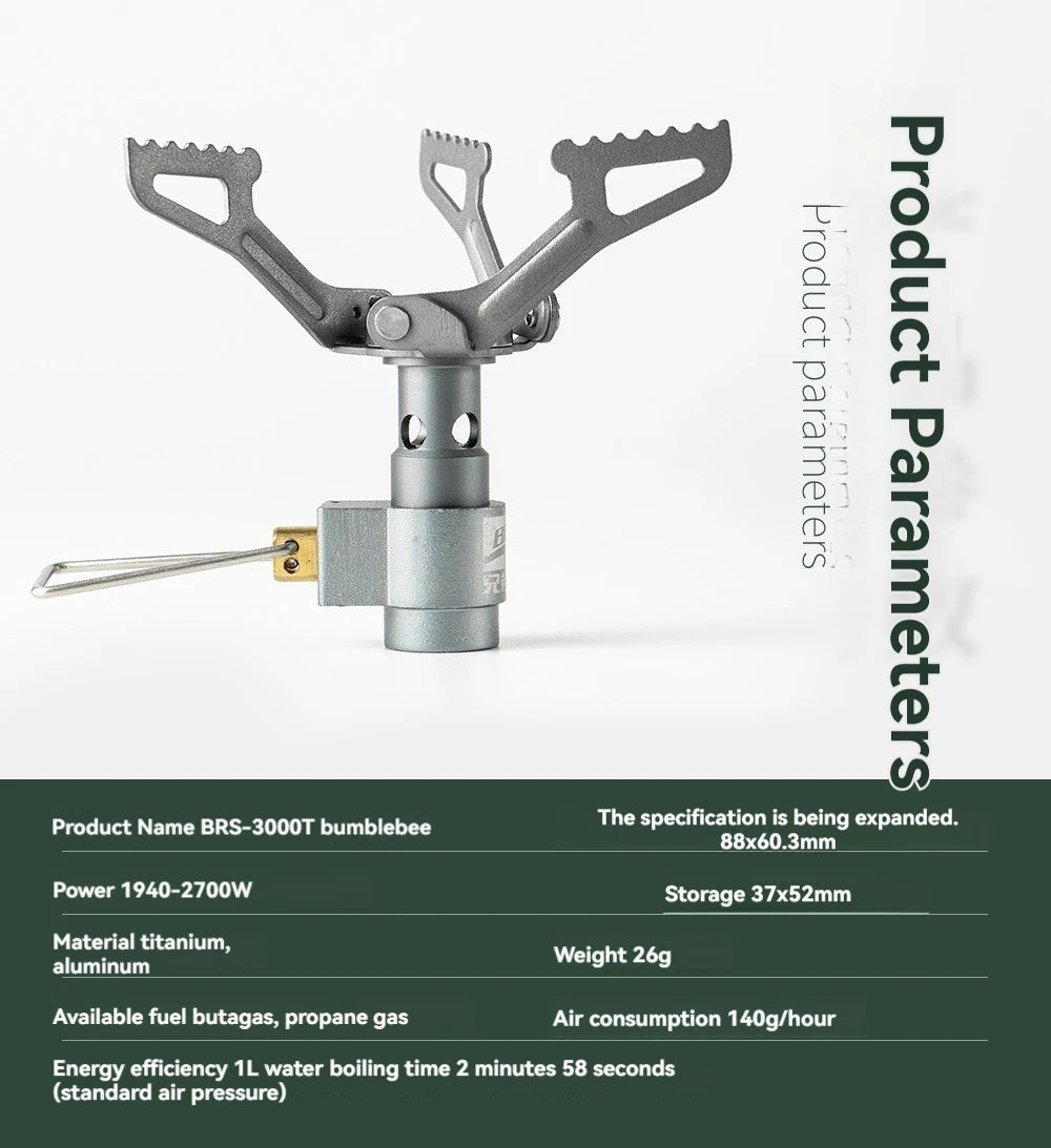 BRS-3000T Titanium Mini Camping Gas Burners 25g One-Piece Pocket Stove