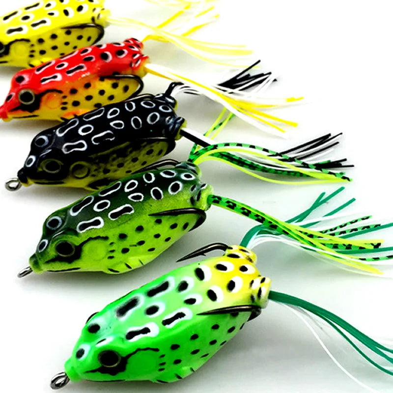 5Pcs Fishing Soft Toad Frogs Bass Fishing Lure Baits Hollow Body Water