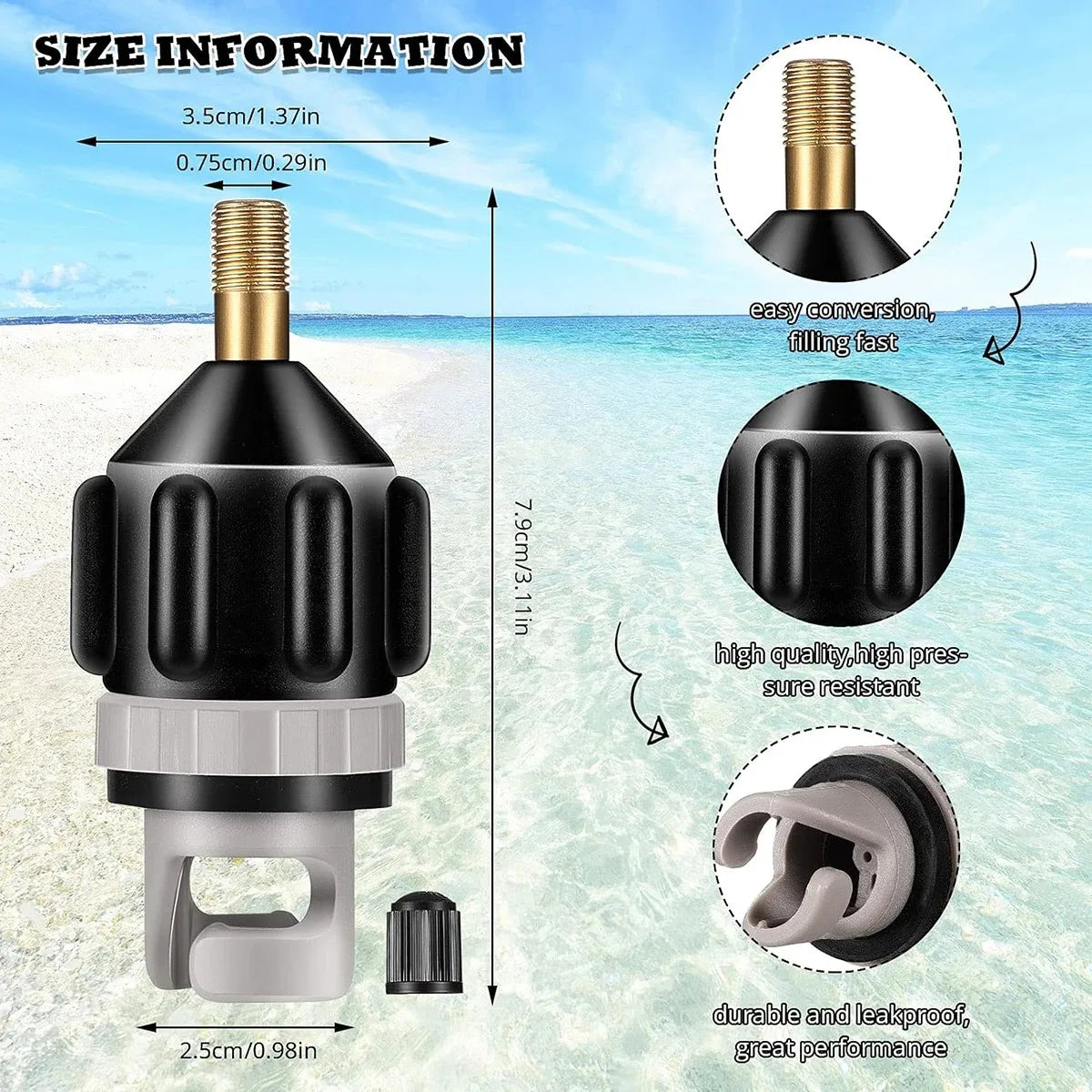 Air Valve Adapter Rowing Rubber Boat Canoe Kayak Air Valve Adaptor