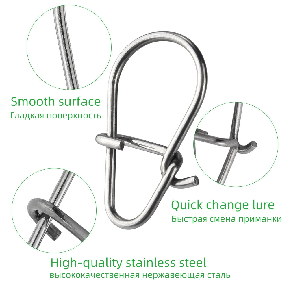 100pcs Fishing Nice Hooked Snap Pin 304 Stainless Steel Rolling Swivel
