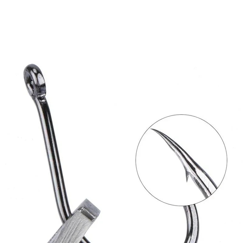 100Pcs/box #3~#12 High Carbon Steel Hooks, Sport Circle Silver Fishing