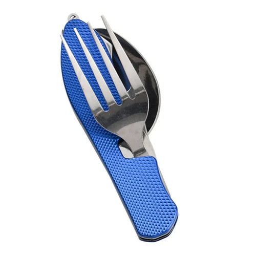 Foldable Camping Utensil Set - Multi-Functional Knife, Fork, Spoon