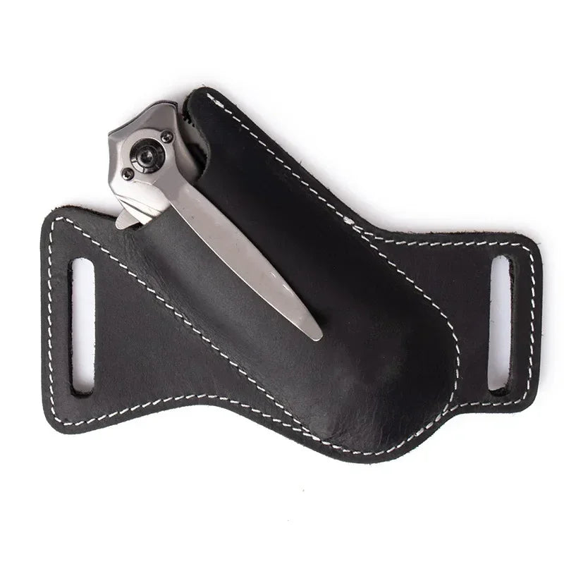 1pcs Leather Anti-scratch Storage Sheath Folding Flick Knife Waist