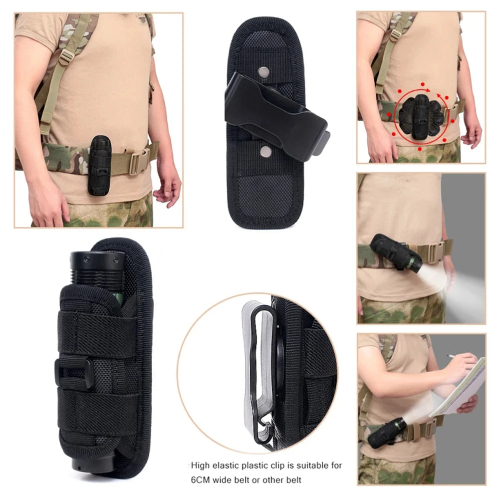Tactical Flashlight Pouch Belt Torch Bag Durable Hunting Lighting