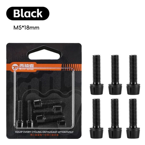 6pcs M5x18mm Bike Stem Screw Alloy Steel Hexagon Screw MTB Road