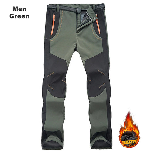 LNGXO Thick Warm Fleece Hiking Pants Men Winter Waterproof Windproof