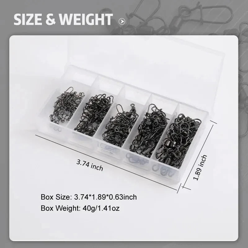 50pc/box Stainless Steel Fishing Connector Pin Bearing Rolling Swivel