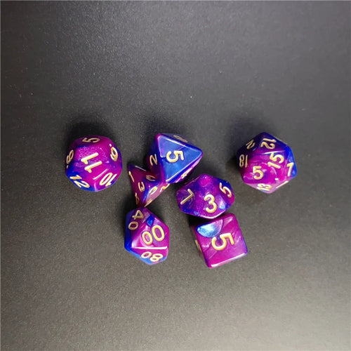 7PCS 1 Set 8 Colors Galaxy Style DND Dice Set D4 D6 D8 D10 D12 D20
