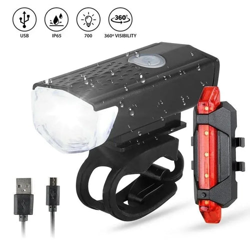 USB LED Rechargeable Bike Bicycle Light Set MTB Road Bike Front Back