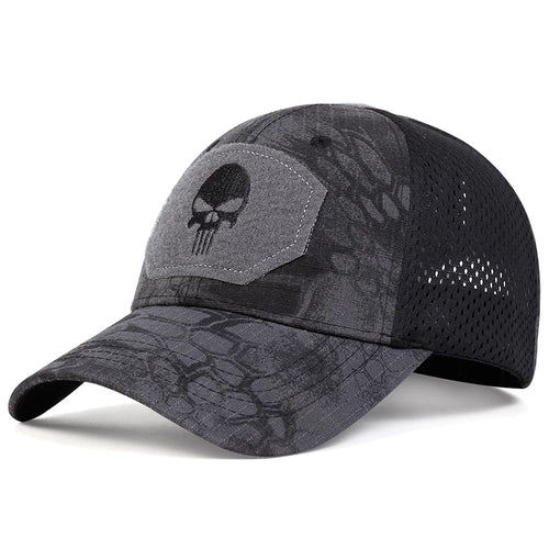Unisex Skull Embroidered Top with Patch Breathable Baseball Caps