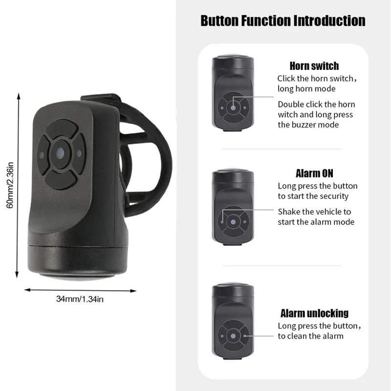 Bicycle Electric Bell Bike USB Charging Horn MTB Mountain Bike Warning