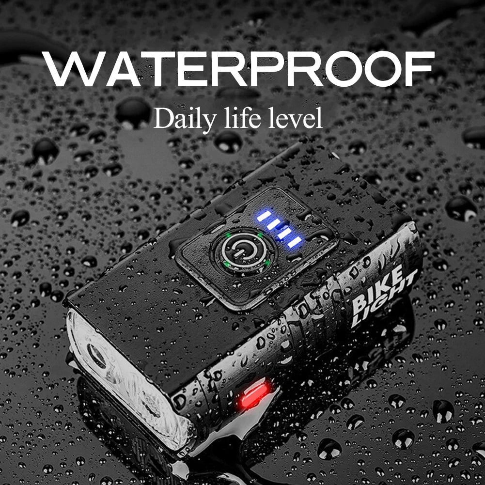 2 T6 LED Bike Light Type-C Charging Bicycle Lights Front 6 Modes MTB