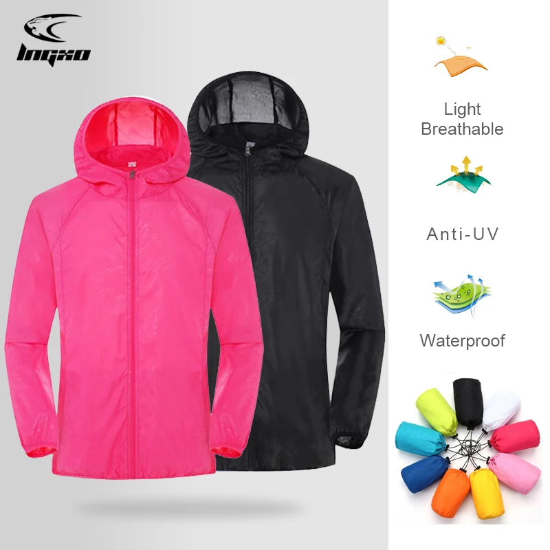 Men Women Hiking Jacket Waterproof Quick Dry Camping Hunting Clothes