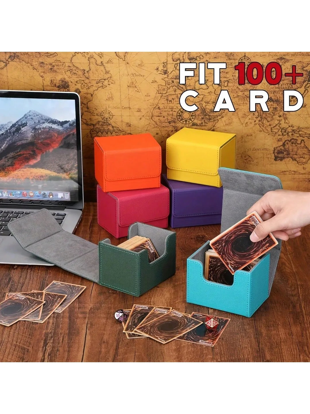 100+ Cards Deck Box Flip Side Inserted Type Leather Card Collection