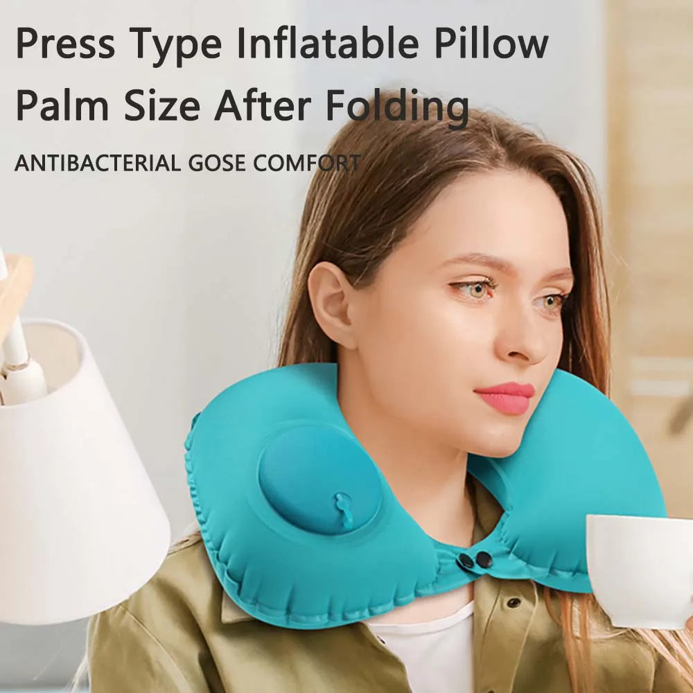 TARKA Flocking Inflatable Neck Pillow Portable Pillow Can Be Stored