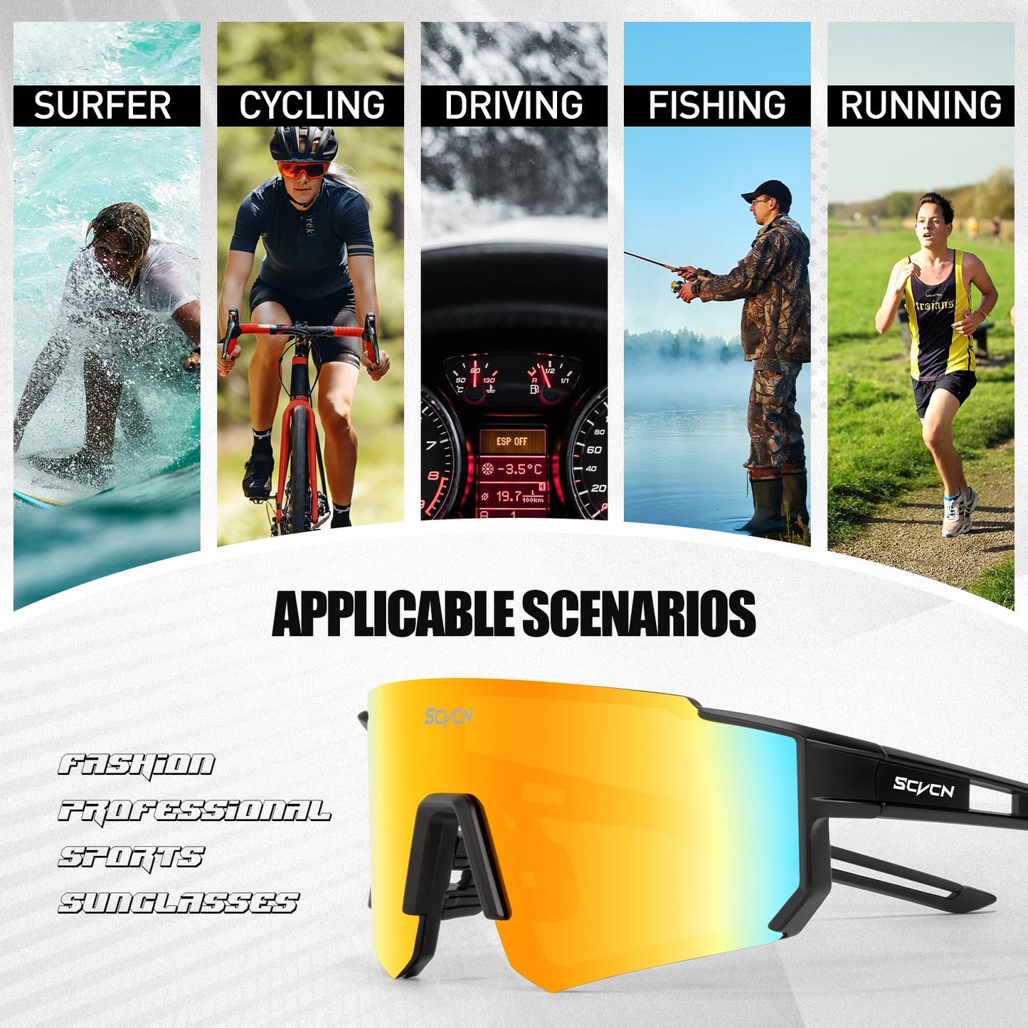 SCVCN new Outdoor Cycling Sunglasses Men MTB Bike Glasses  Sports