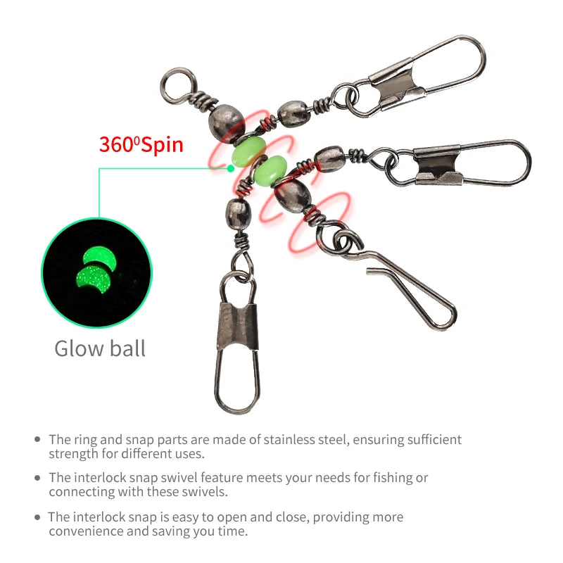 New 8# 10# Squid Jig Lure Swivels Fishing Bearing Rolling Swivel Solid