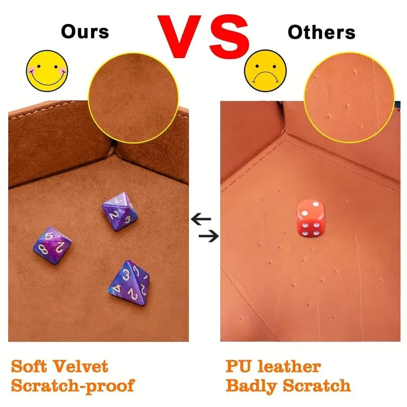 1pc PU Leather Velvet Folding Storage Tray, Hexagonal Dice Tray, Dice