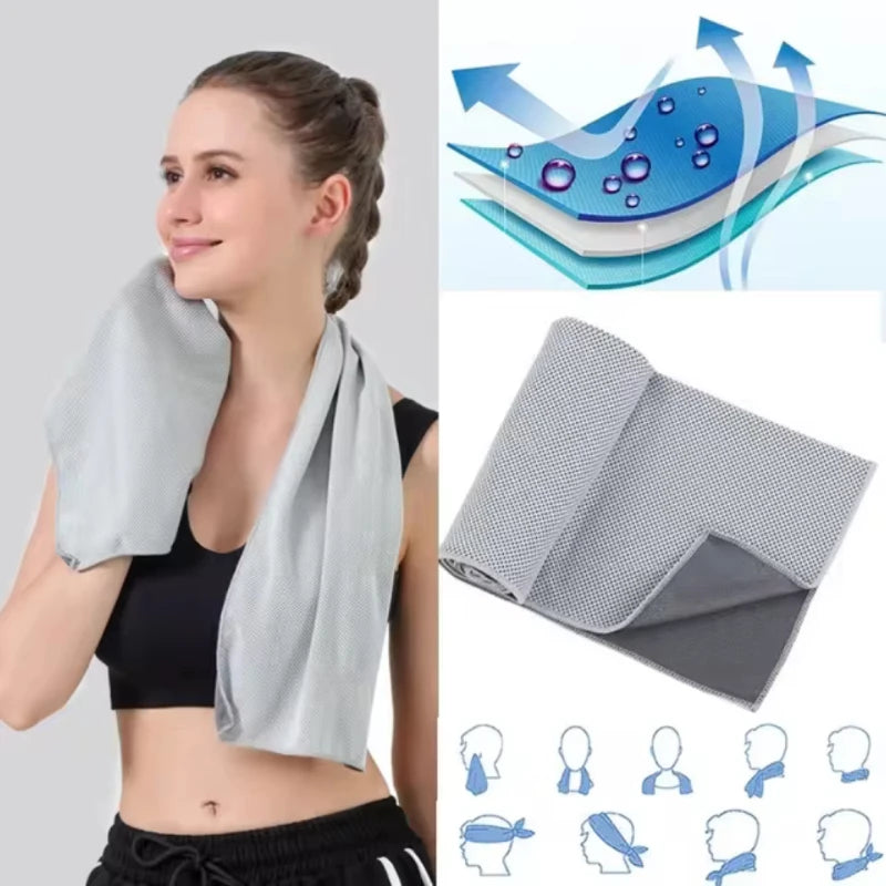 Outdoor Towel Round Silicone Wrapped Ice Towel Soft Breathable Cool