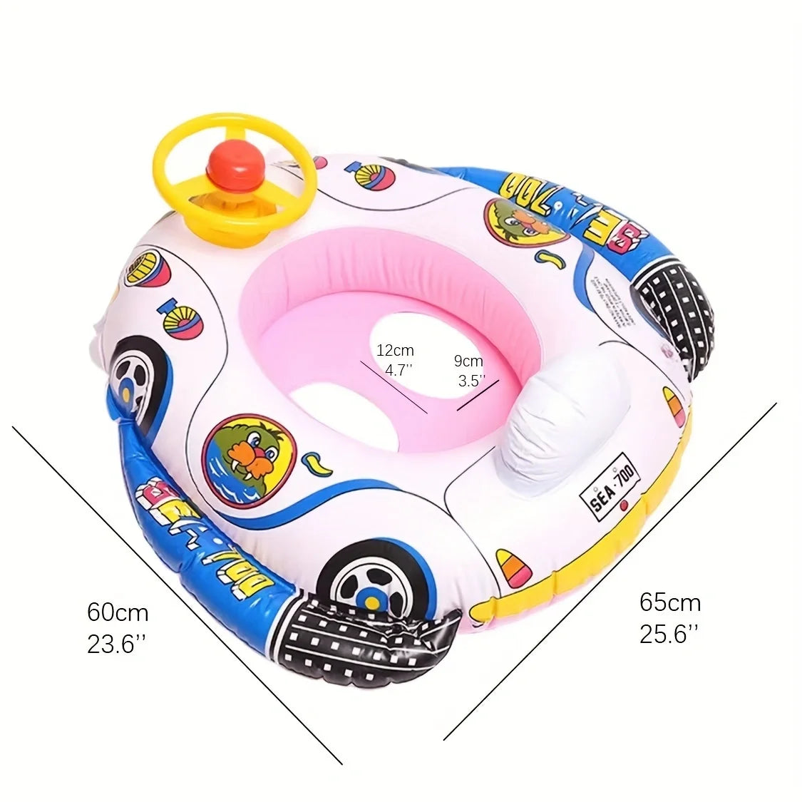 Baby Inflatable Pool Float Swimming Float Boat with Steering Wheel
