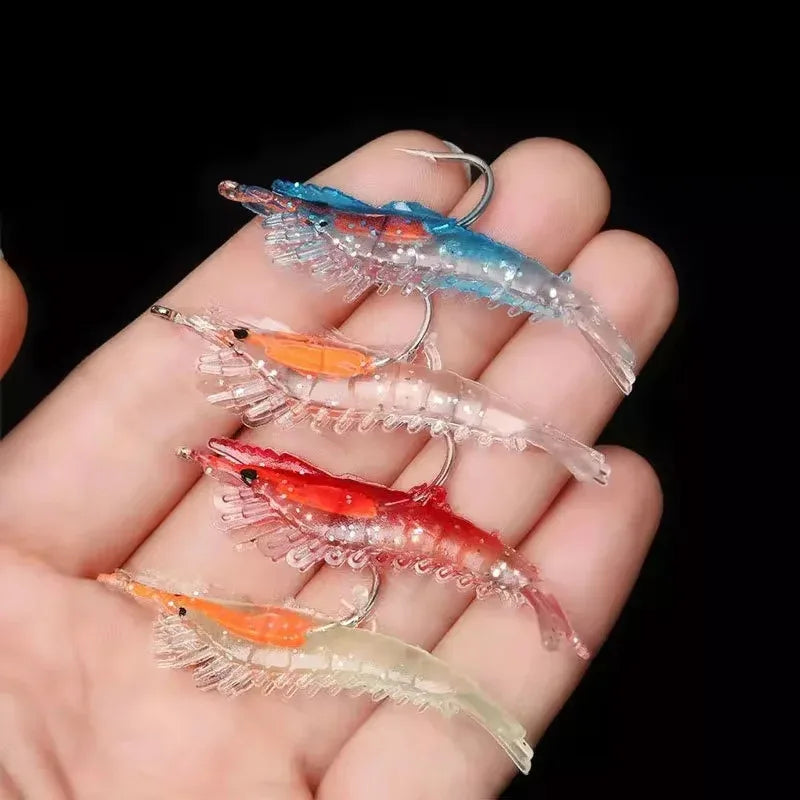 4pcs Luminous Simulation Shrimp Soft Bait Artificial Soft Rigs Fishing