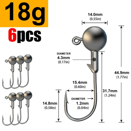 JYJ 1g 2g 3g 4g 5g 10g 20g 22g 25g 28g crank Jig head hook fishing
