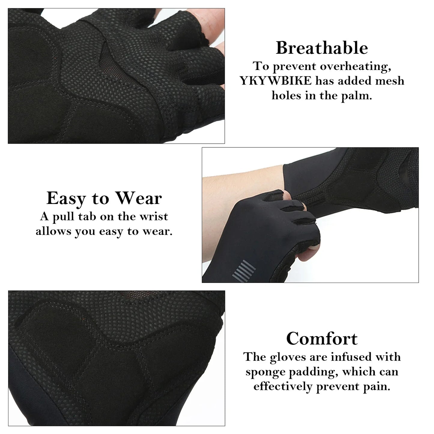 YKYWBIKE Cycling Gloves MTB Bike Gloves Sports Half Finger Sports