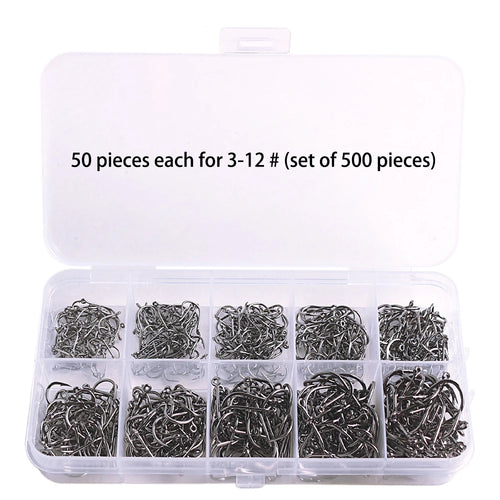 1000PCS Fishing Hooks Set High Carbon Steel Sharp Durable Barbed