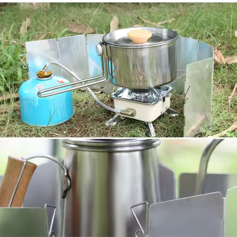 Outdoor Stove Wind Shield Camping Windscreen 9 Plates Foldable Gas