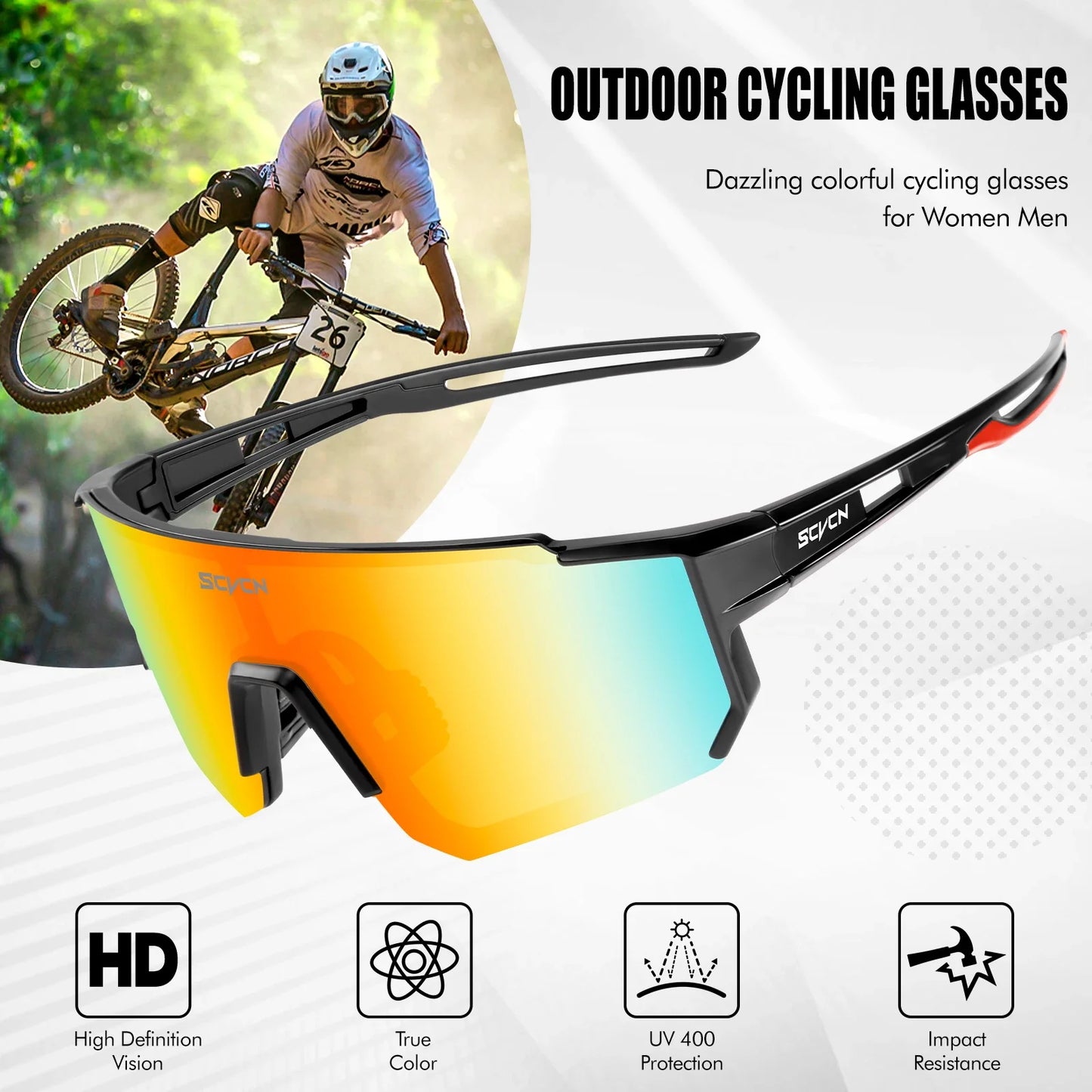 SCVCN Fashion Sunglasses for Men Sport Cycling Glasses Bike Bicycle