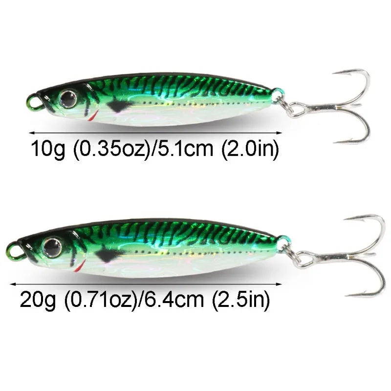 Metal Jig Fishing Lure 10g 20g Cast Hook Swimbait 3D Laser Wobbler