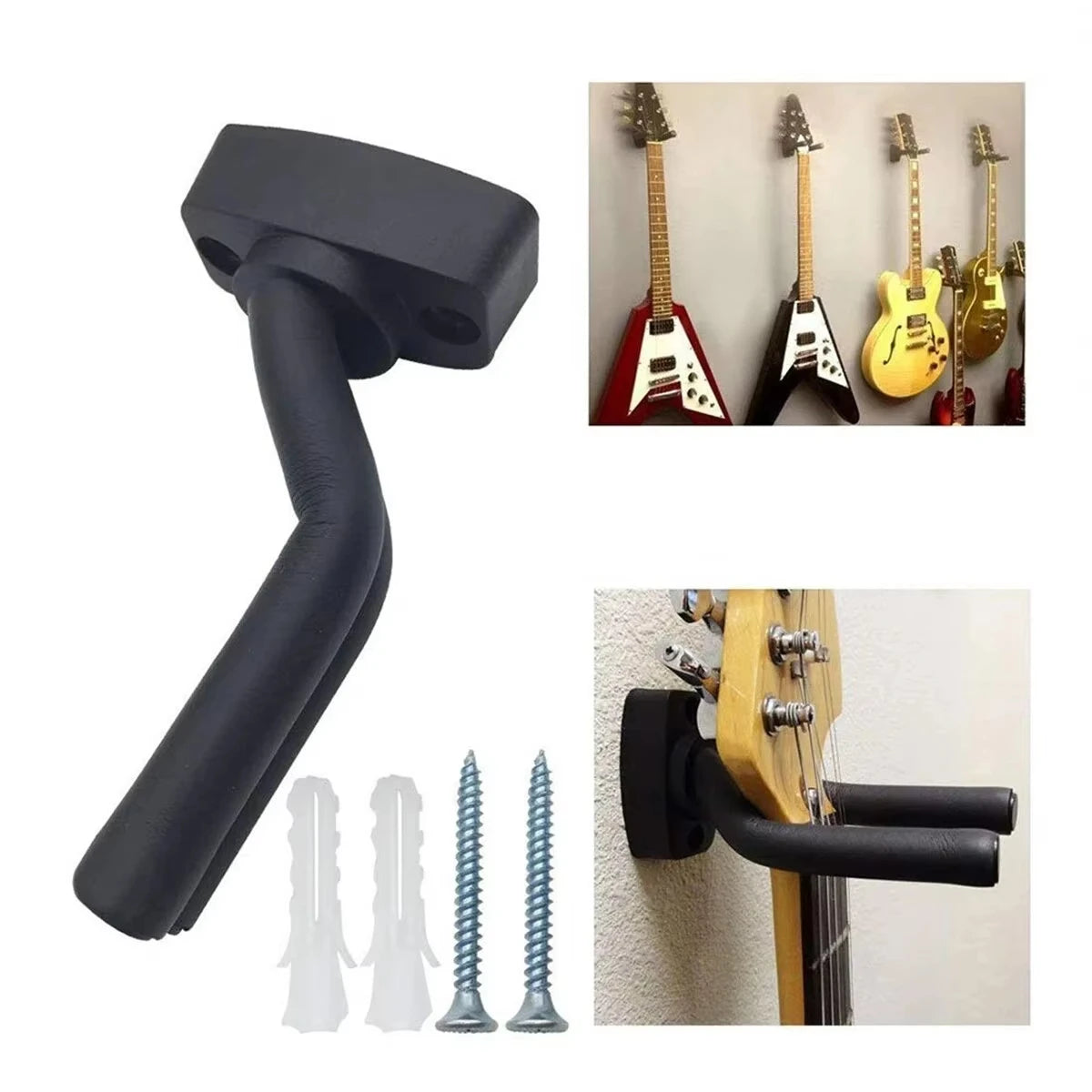 Miwayer Guitar Wall Mount Hanger Black Guitar Hanger Wall Hook for All