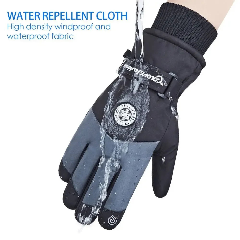 Winter Snowboard Ski Gloves PU Leather Non-slip Touch Screen