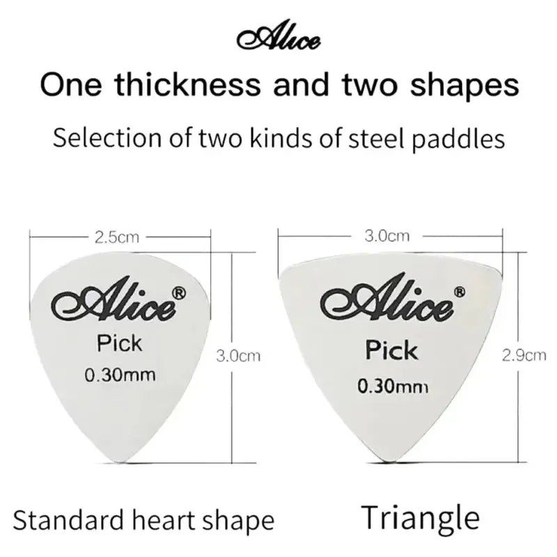 Alice 10Pcs Metal Guitar Pick 0.3mm Thin Durable Silver Color