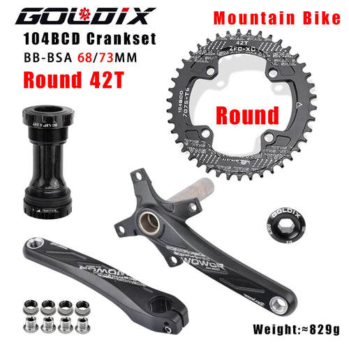 GOLDIX 104BCD Wide and narrow teeth bicycle crankset 170/175mm crank