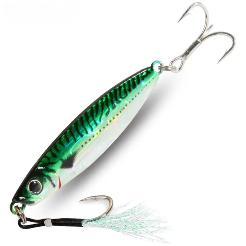 Metal Jig Fishing Lure 10g 20g Cast Hook Swimbait 3D Laser Wobbler