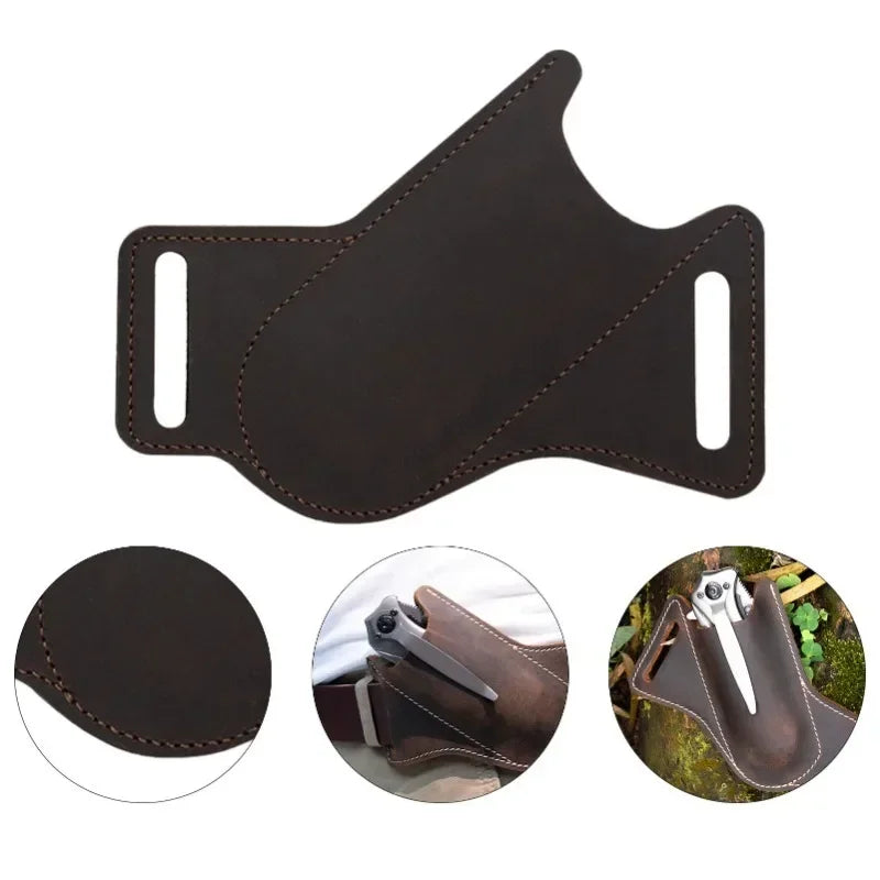 1pcs Leather Anti-scratch Storage Sheath Folding Flick Knife Waist