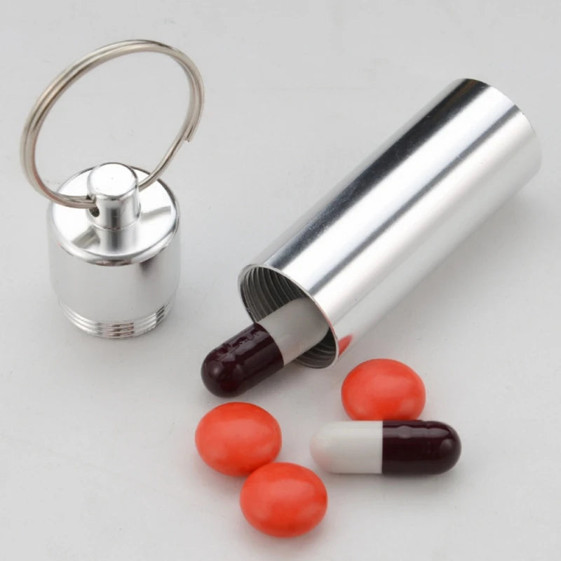 Waterproof Aluminum Alloy Pill Box Portable Medicine Case Capsule