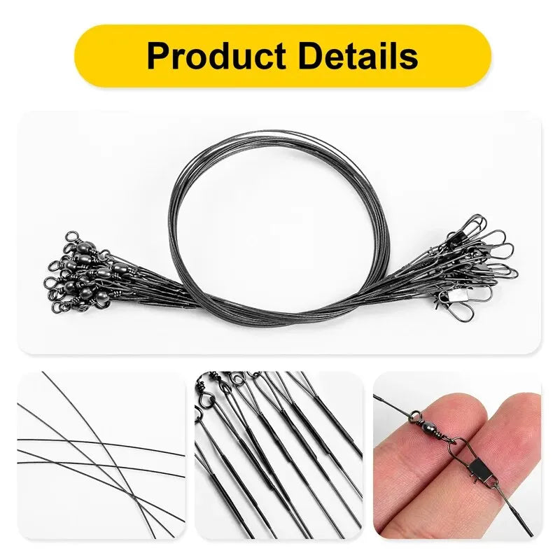 20PC Anti Bite Steel Fishing Line 15/20/25/30cm Steel Wire Leader With