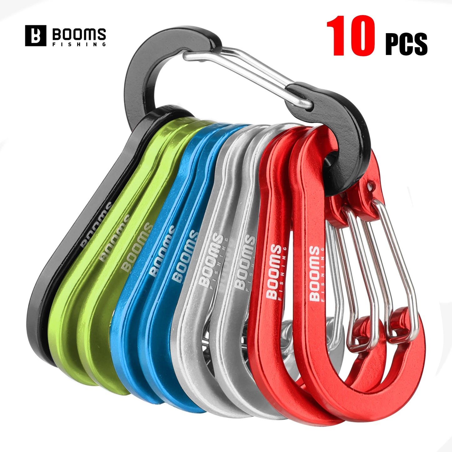 Booms Fishing CC1-10pcs Multi-Use Small Clips Keychain Caribeaner Clip