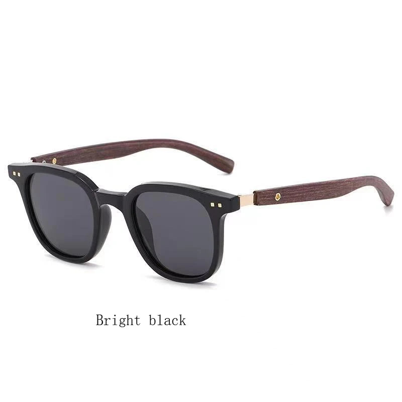 Trendy Retro Wood Grain Sunglasses for Women and Men New Square Frame