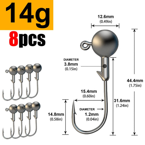 JYJ 1g 2g 3g 4g 5g 10g 20g 22g 25g 28g crank Jig head hook fishing