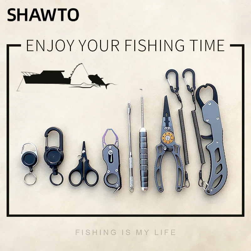 Shawto Titanium Coating Stainless Steel Fishing Scissor Plier Cut PE