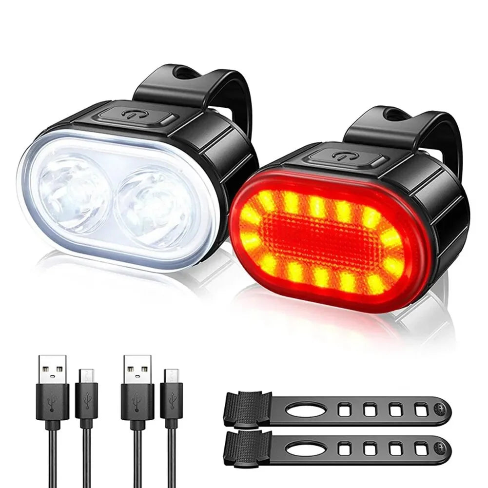 Cycling Bicycle Front Rear Light Set Bike USB Charge Headlight Light