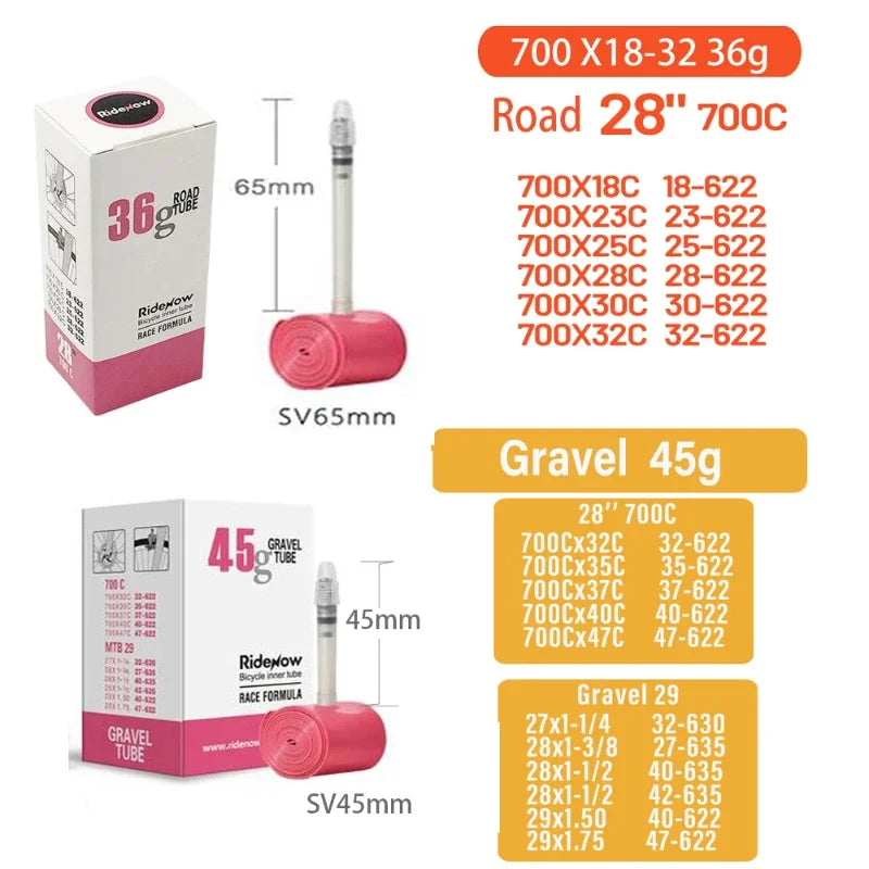 RideNow TPU Bike Inner Tube 700C 700x18 23 25 28 32 35 37 40 47C