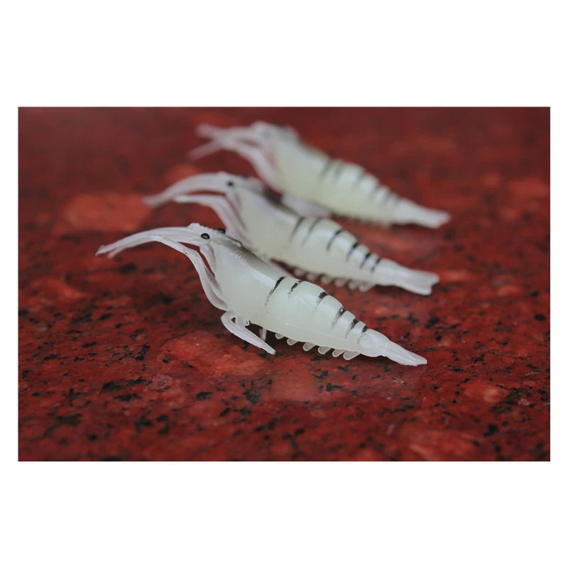 10pcs Wholesale Bionic Glow-in-the Dark Fake Shrimp Lure 4cm With Hook