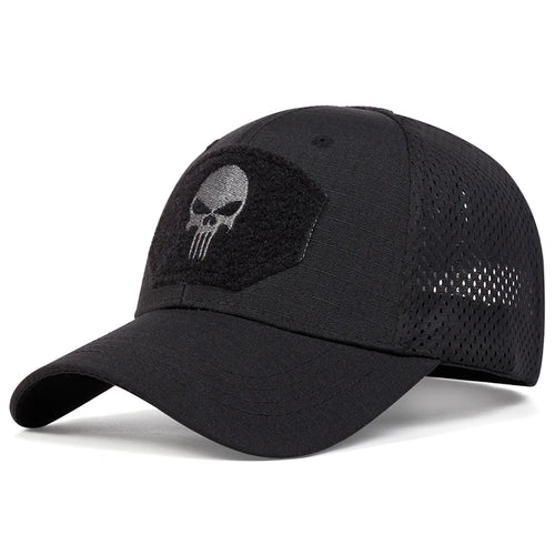 Unisex Skull Embroidered Top with Patch Breathable Baseball Caps